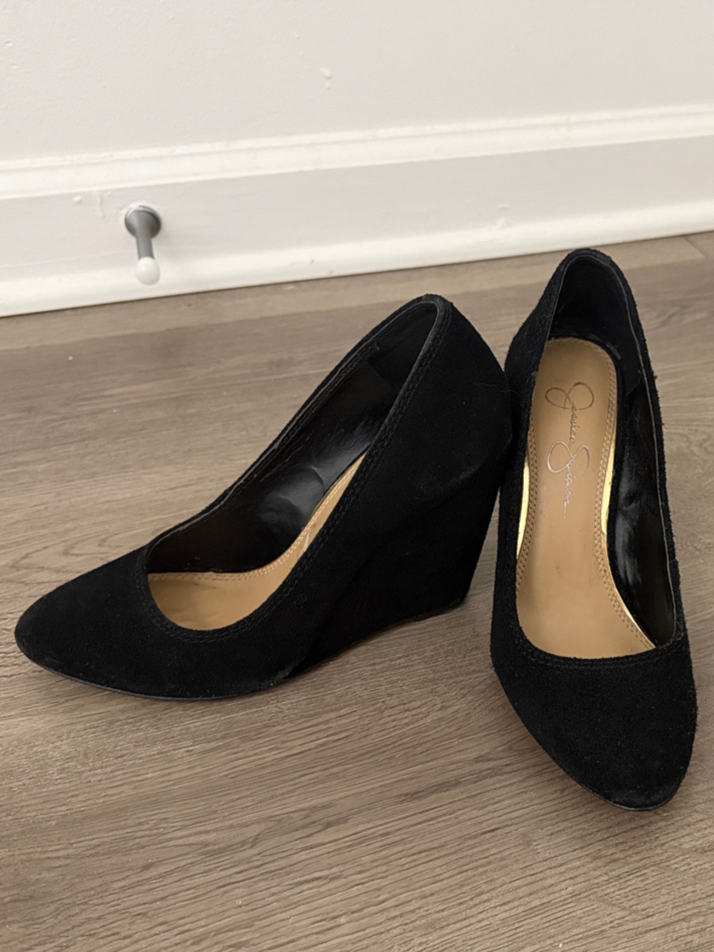 Jessica Simpson Black Suede Wedge Pumps - Women • Size 6B (36)